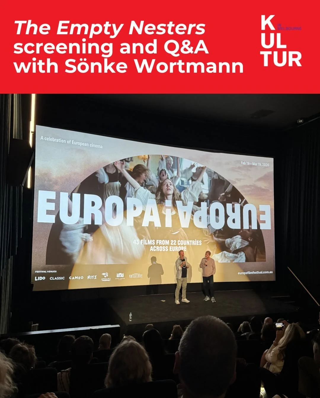 We were delighted to attend the Australian premiere of &lsquo;The Empty Nesters&rsquo; as part of the @europafilmfest , which was followed by a live Q&amp;A session with the director himself! A prolific film director, S&ouml;nke Wortmann provided the