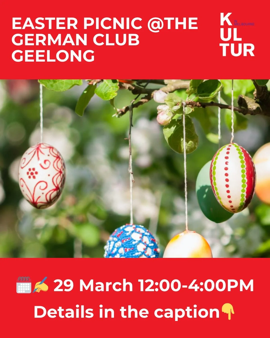 Head down to Geelong this Sunday for the German Club&rsquo;s Easter Picnic! The afternoon will be packed with activities for the family, from arts and crafts to face painting to a special visit from the Easter Bunny! There will also be a raffle with 