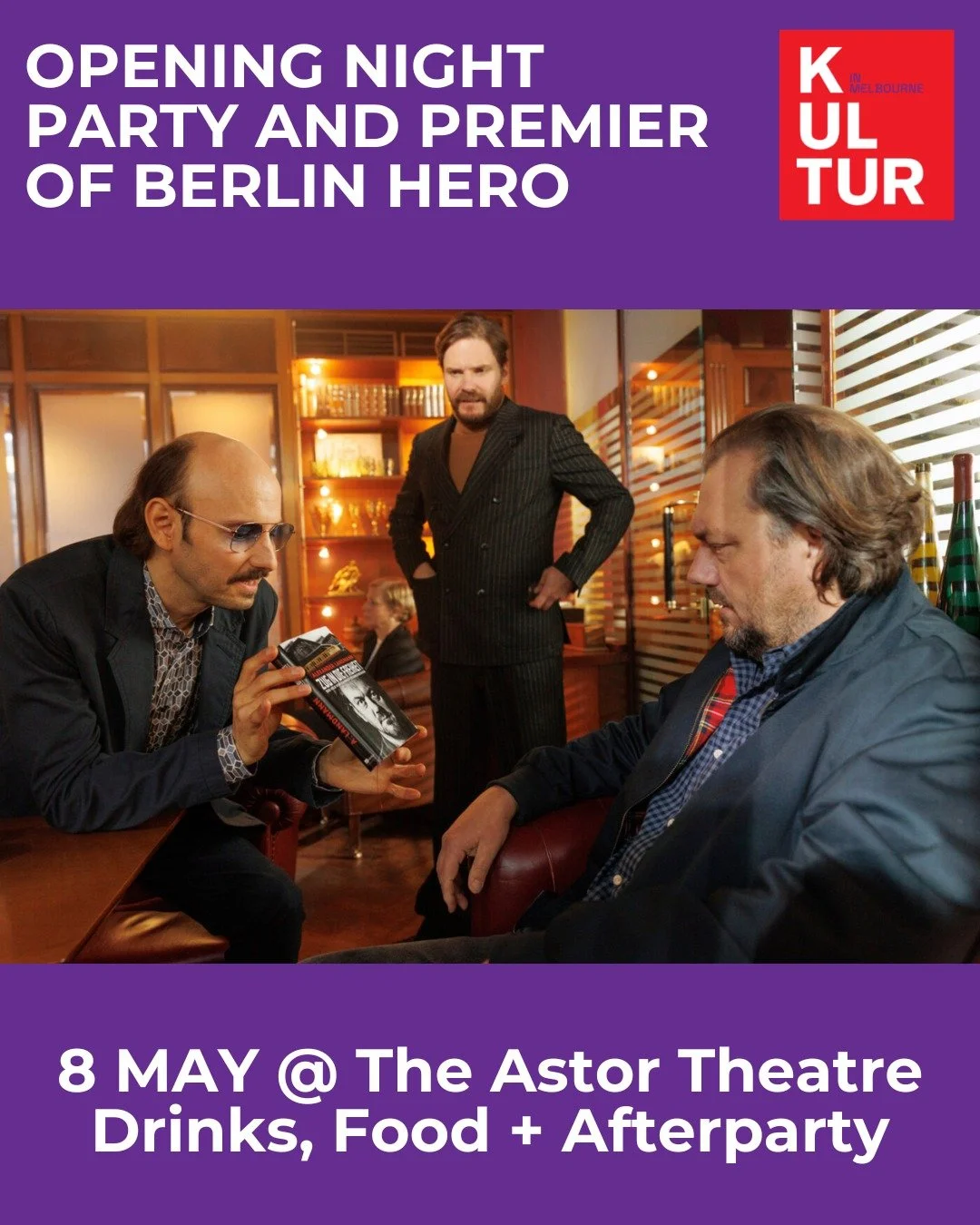 ✨✨✨Enjoy sparkling wine, Bayreuther beer and German themed food on arrival before the Australian Premiere of Berlin Hero. Post film, the after party will kick off with a DJ, Schnapps from Schnapps Idea, German snacks and more. ✨✨✨

The final film fro