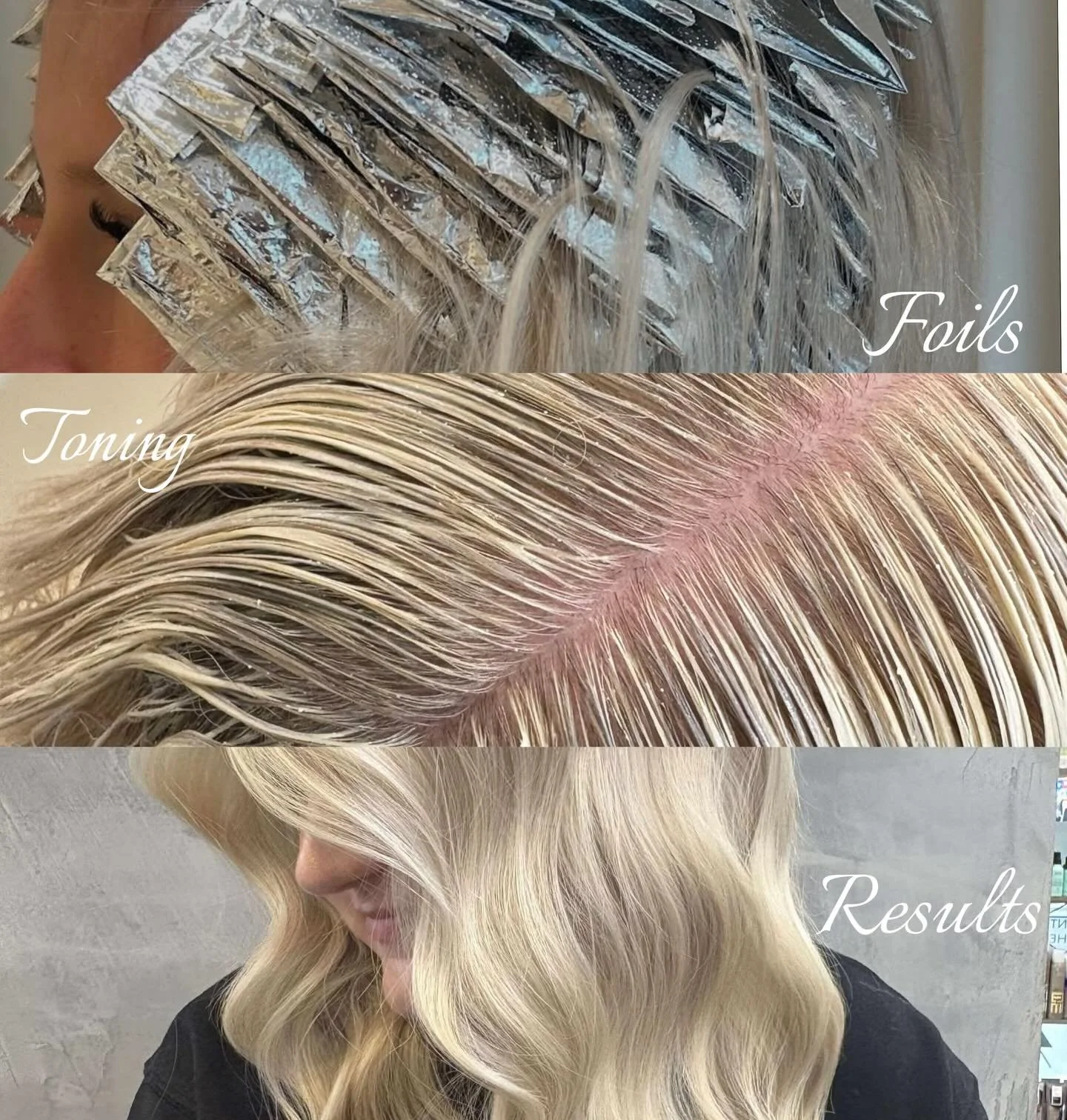 Foils &rarr; Tone &rarr; Result ✨
Creating the perfect blonde isn&rsquo;t just one step, it&rsquo;s a process.

We customise every foil placement and toner to achieve a seamless, lived-in blonde while keeping the hair healthy 🤍

#perthsmallbusiness 