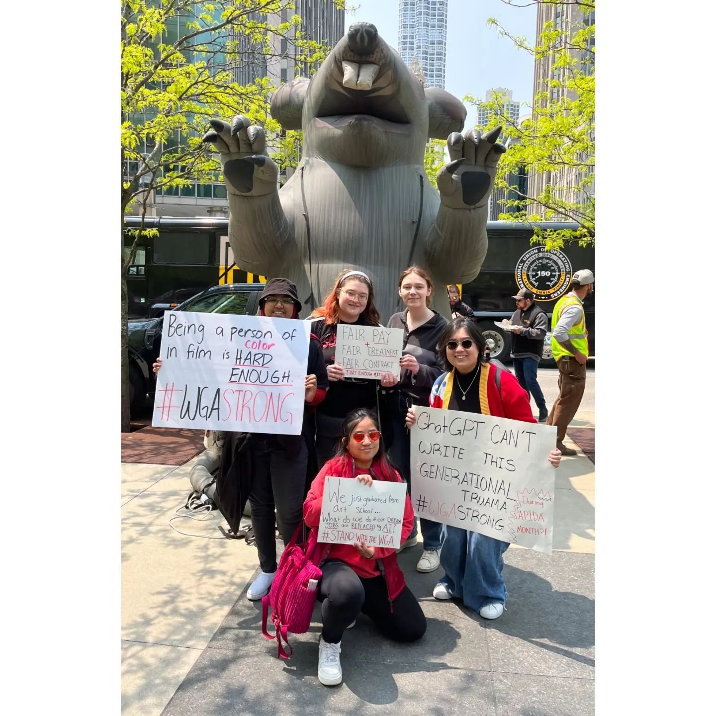 🪧 CHICAGO IS #WGASTRONG

as an aspiring screenwriter, i am well aware of the challenges that lie ahead of me. fair wages shouldn't have to be another added obstacle to get over. it should be a given to compensate the people who make you (the CEOs an