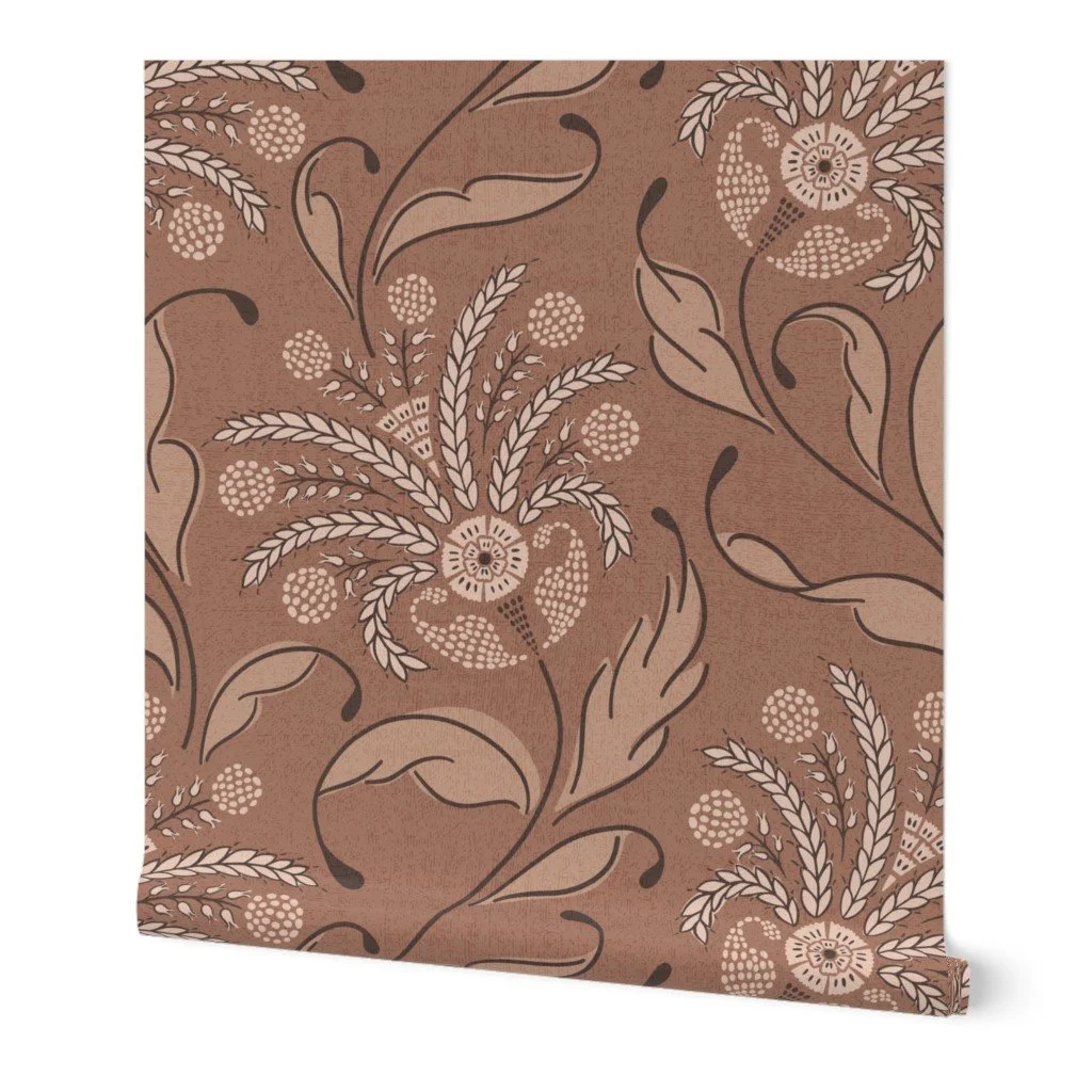 Dancing Floral No. 1 - Mocha Mousse - Pantone Color of the Year 2025