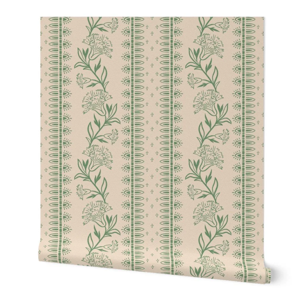 trailing carnations-border print
