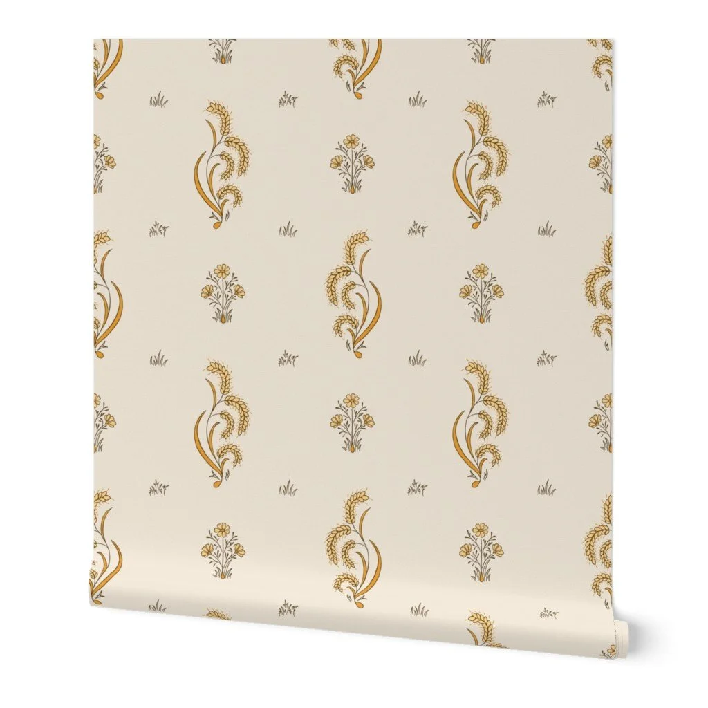 wheatgrass-stylized floral-block print