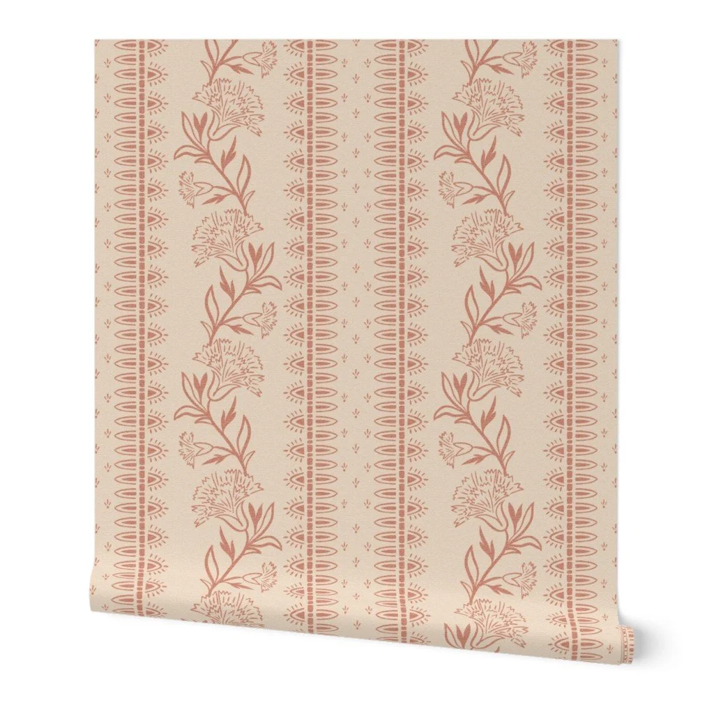 trailing carnations-border print