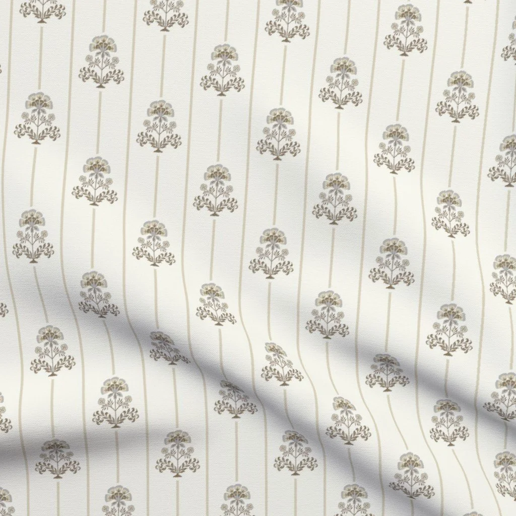 calm Indian floral-block print with stripes