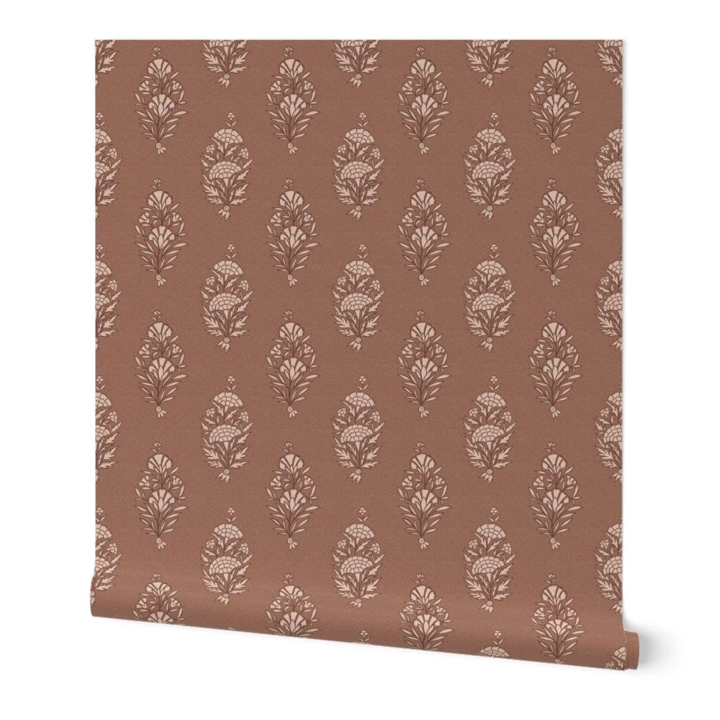 Block Print Elegance No. 3 - Mocha Mousse - Pantone Color of the Year 2025