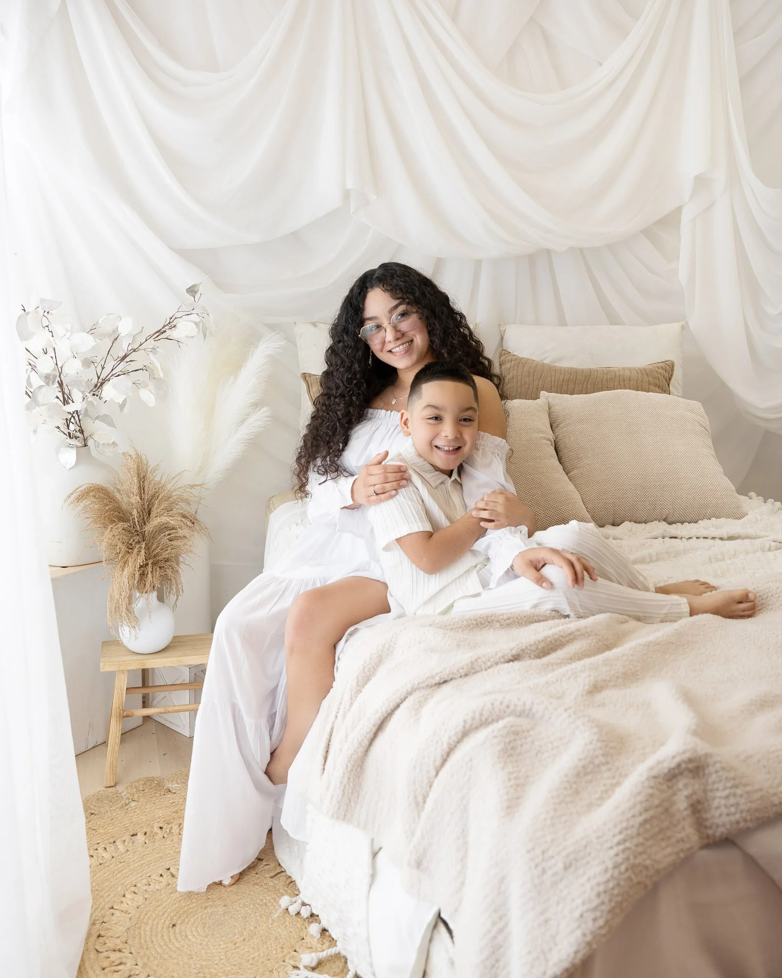 White bed background