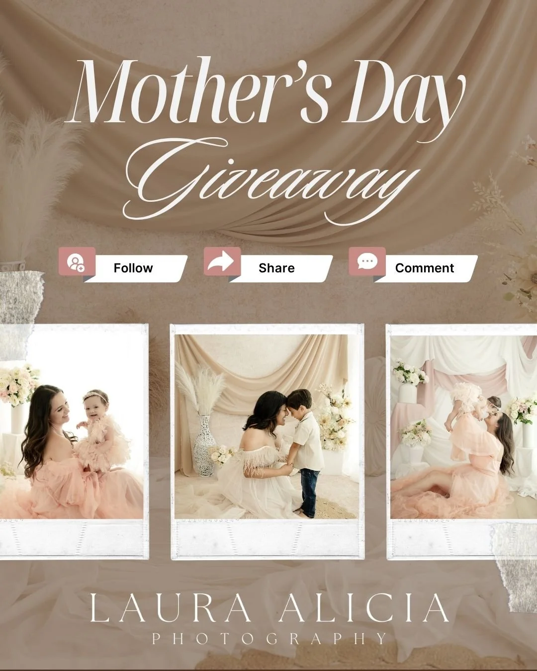 💐**MOTHER'S DAY MINI SESSION GIVE@WAY!!*** 💐
Follow the rules below to be entered for a chance to W I N one of THREE prizes! !! 🏆

See sample photos here:
https://book.usesession.com/s/PAzP_c7vEu
Dates in April and early May. Weekdays available as