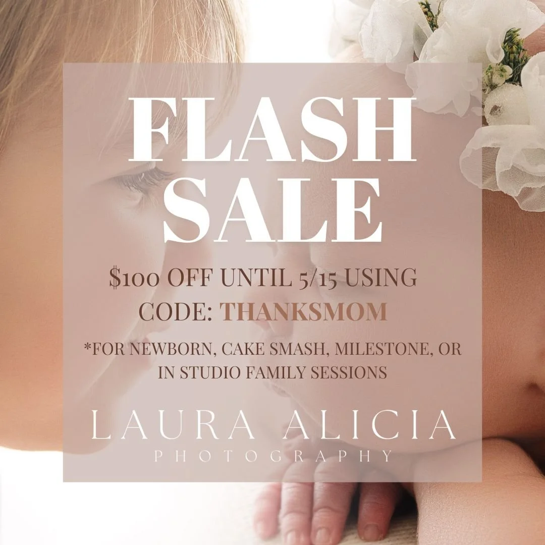 Let's keep the Mother's Day vibes going! I'm doing a flash sale from now until this Friday 5/15!

Use code: THANKSMOM on my booking site (link in bio)

$100 off these session types:
*Newborn
*Milestone
*Cake Smash
*In studio family sessions

Session 