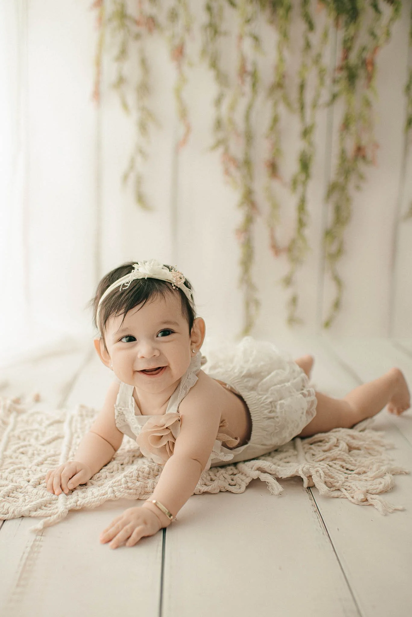 White wood with garland