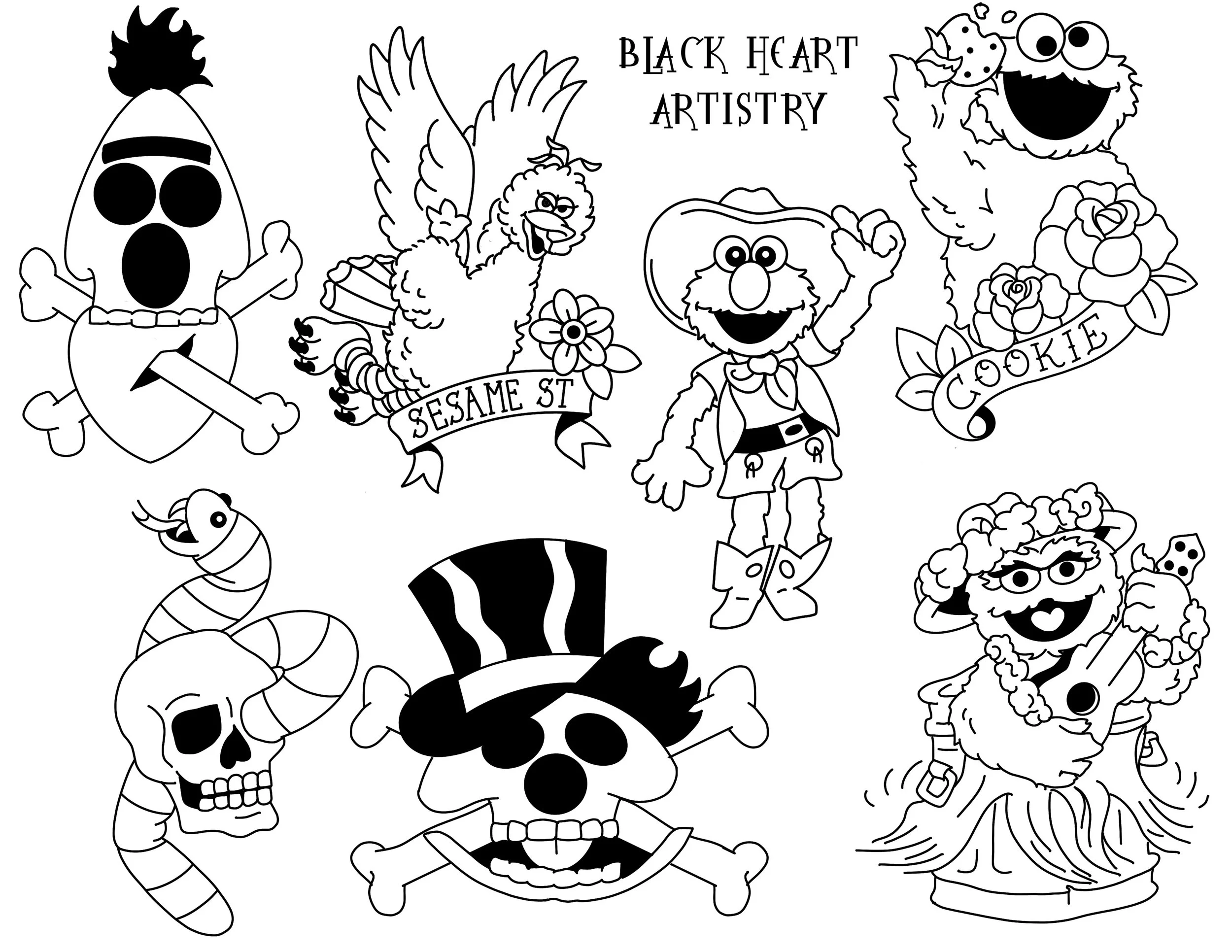 Cartoon Sesame St Sailor Jerry