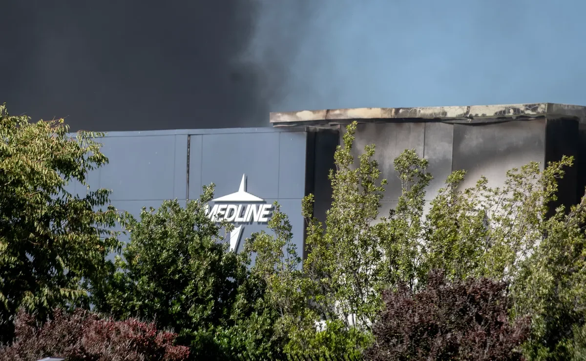 Massive Medline Automated Facility Burns Down in California