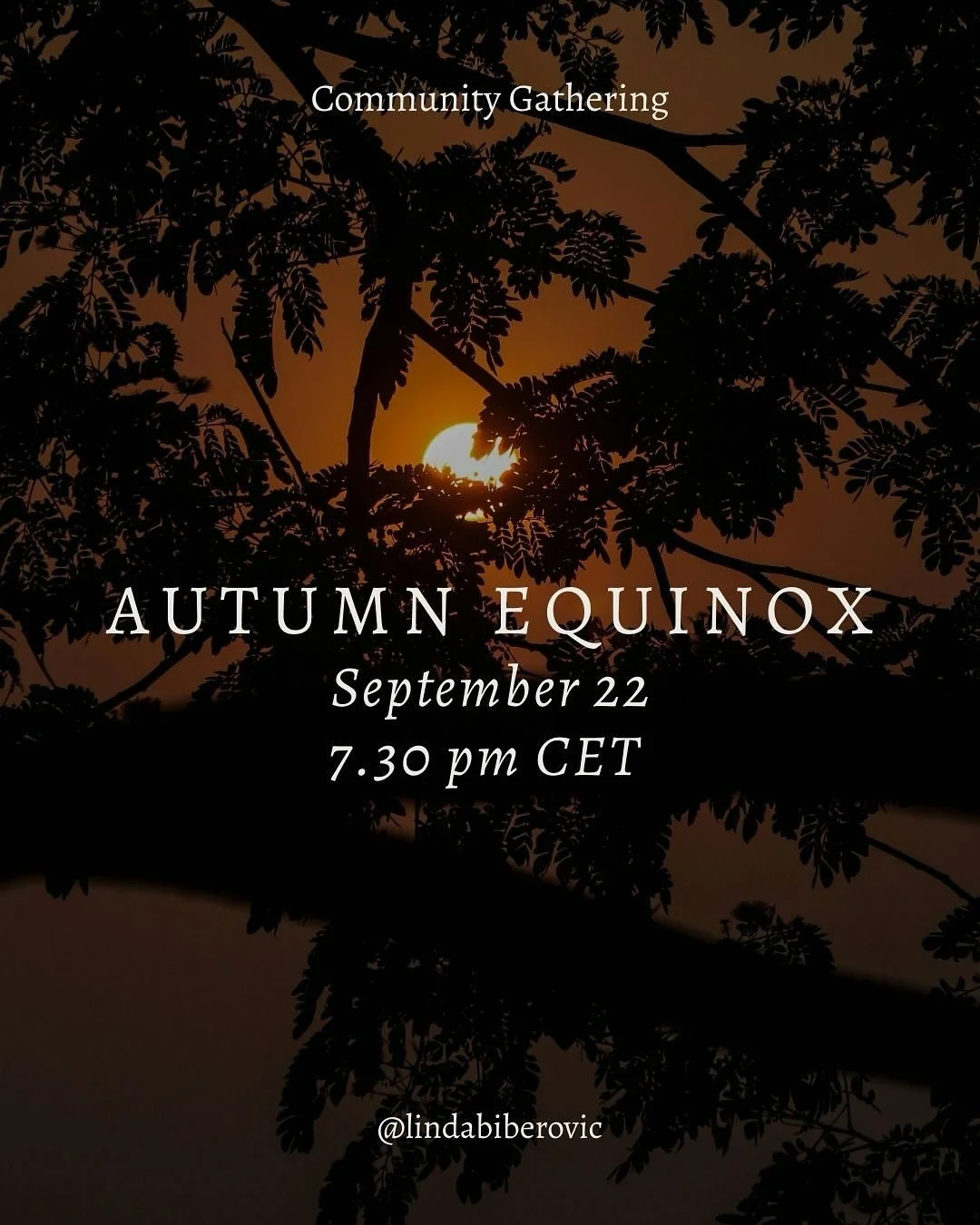 On September 22, we will be celebrating the Autumn Equinox, a wonderful opportunity to come together and get in tune with the rhythms of autumn. 

I will be hosting a virtual gathering at 7.30 pm CET via Zoom. Together, we will explore the messages a