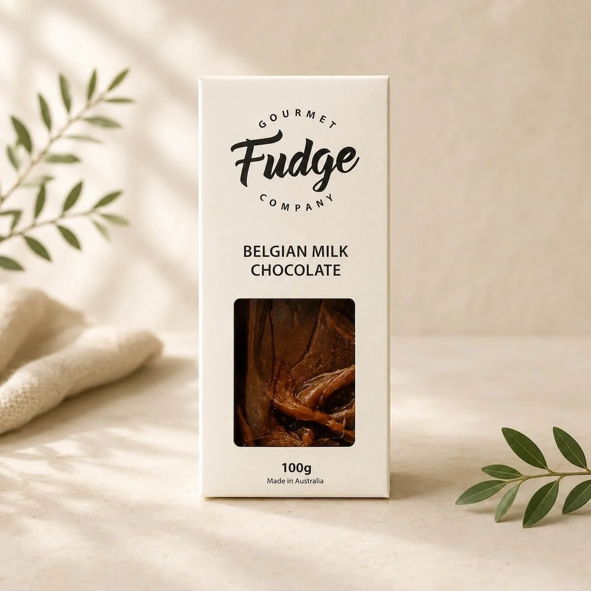 Gourmet Fudge Company chocolate fudge 100g can be added to a hamper for Gold Coast Delivery.