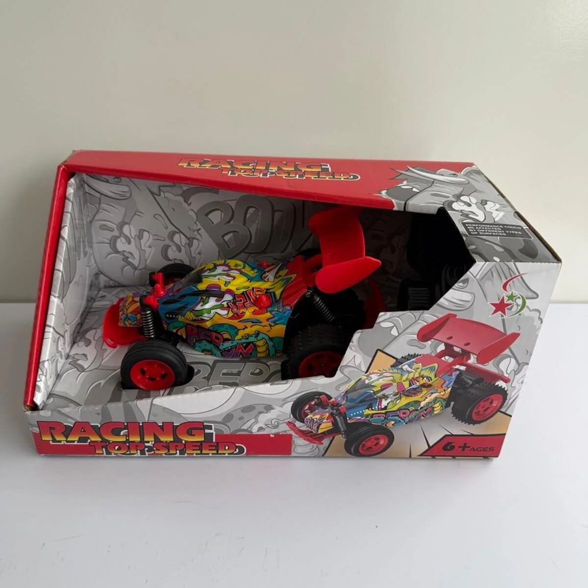 Remote control Top Speed racing car with durable rubber tyres for children aged 5 to 6 years