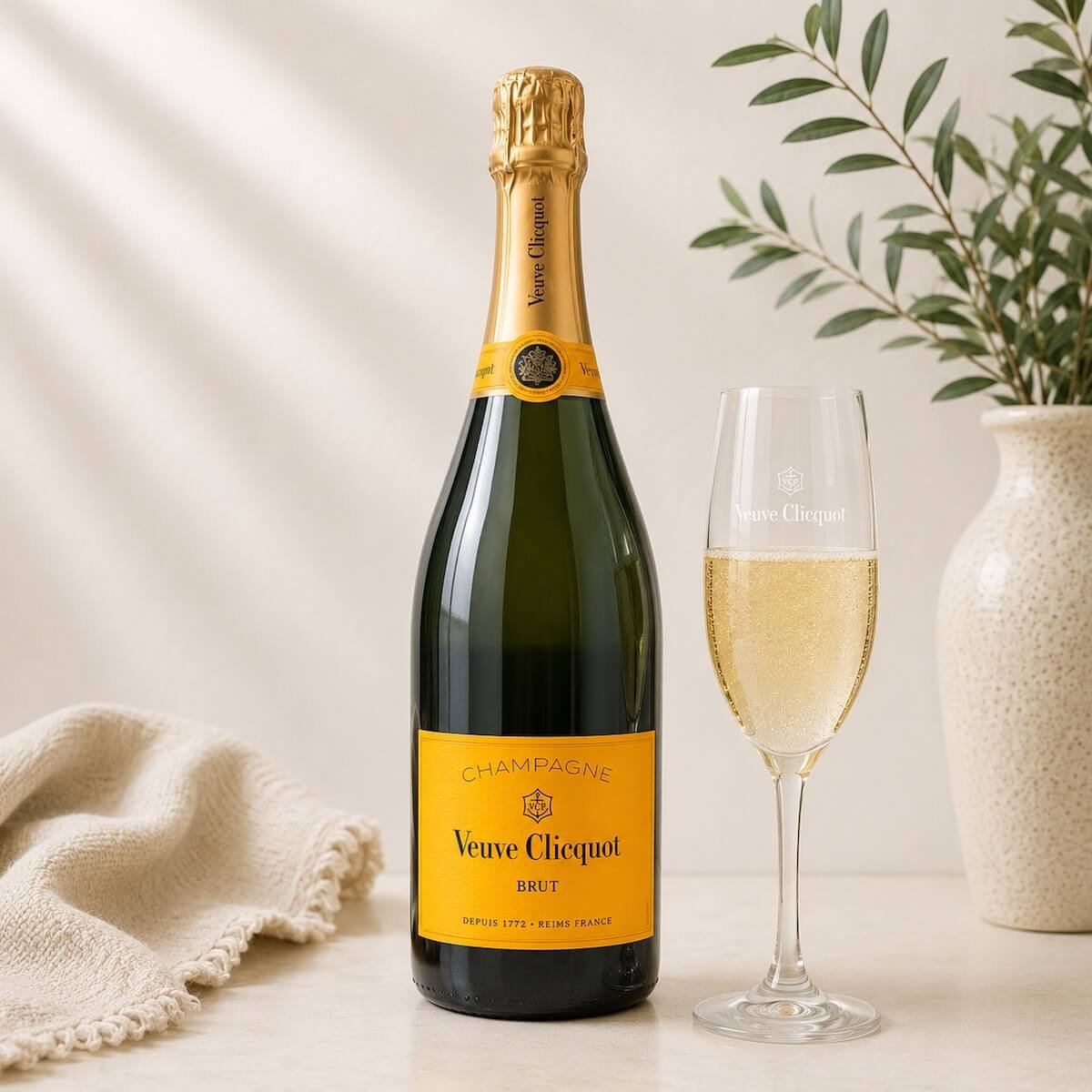 A 750 ml bottle of veuve champagne can be added to hampers for Gold Coast delivery.