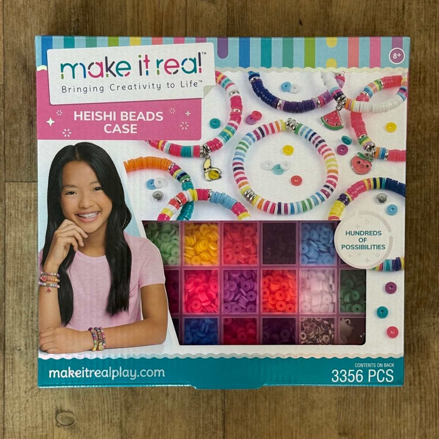 Bracelet making kit with assorted beads.