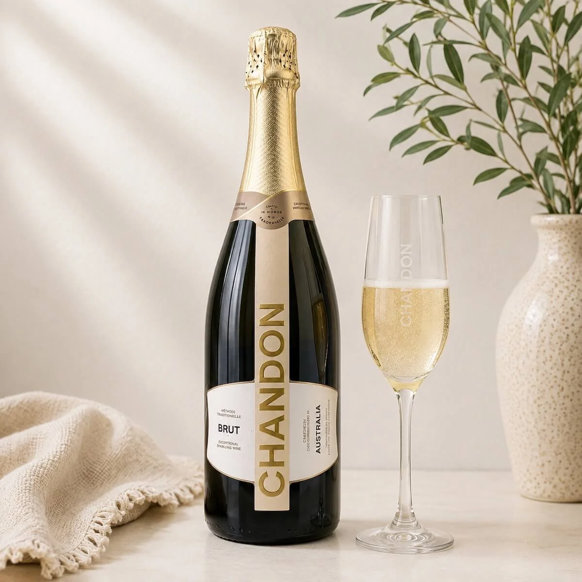 Bottle of Chandon Brut Sparkling Wine 750ml available as a gift hamper add-on with Gold Coast delivery.