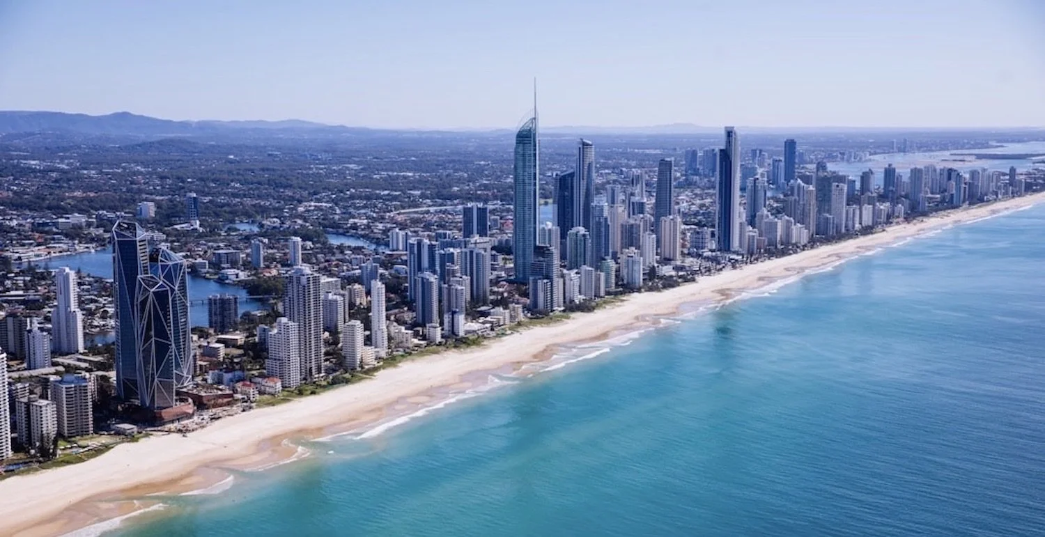 Gold Coast high rises and beach with Kingsholme in the distance.