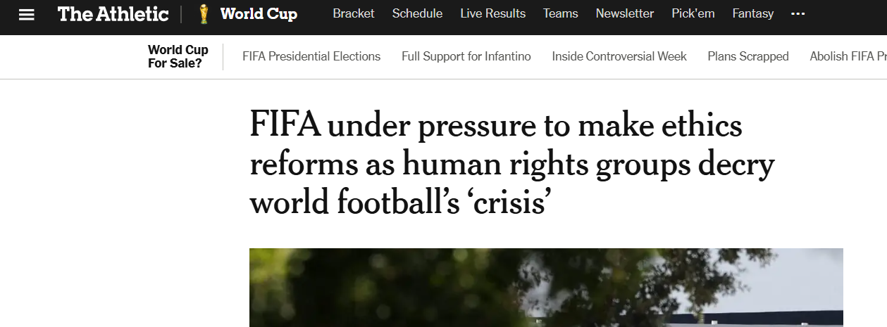 FIFA under pressure to make ethics reforms as human rights groups decry world football’s ‘crisis’ | The New York Times