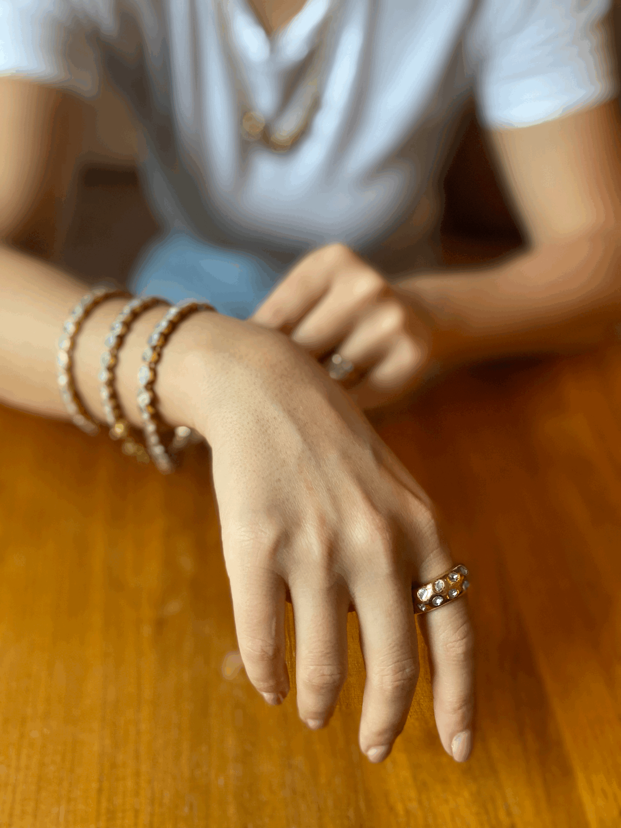 Double row diamond eternity gypsy ring