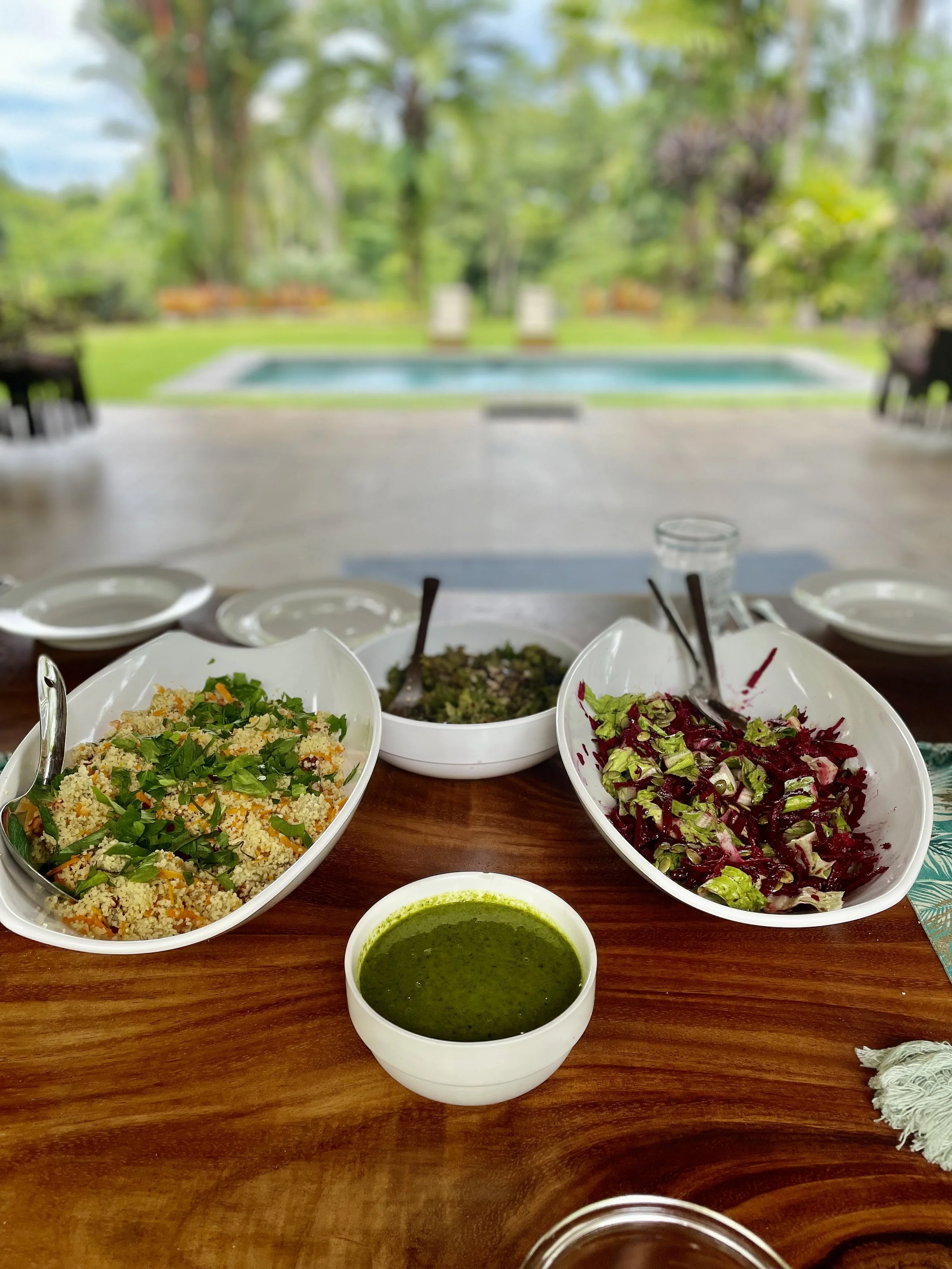Delicious vegetarian food served at the Ayahuasca retreat 