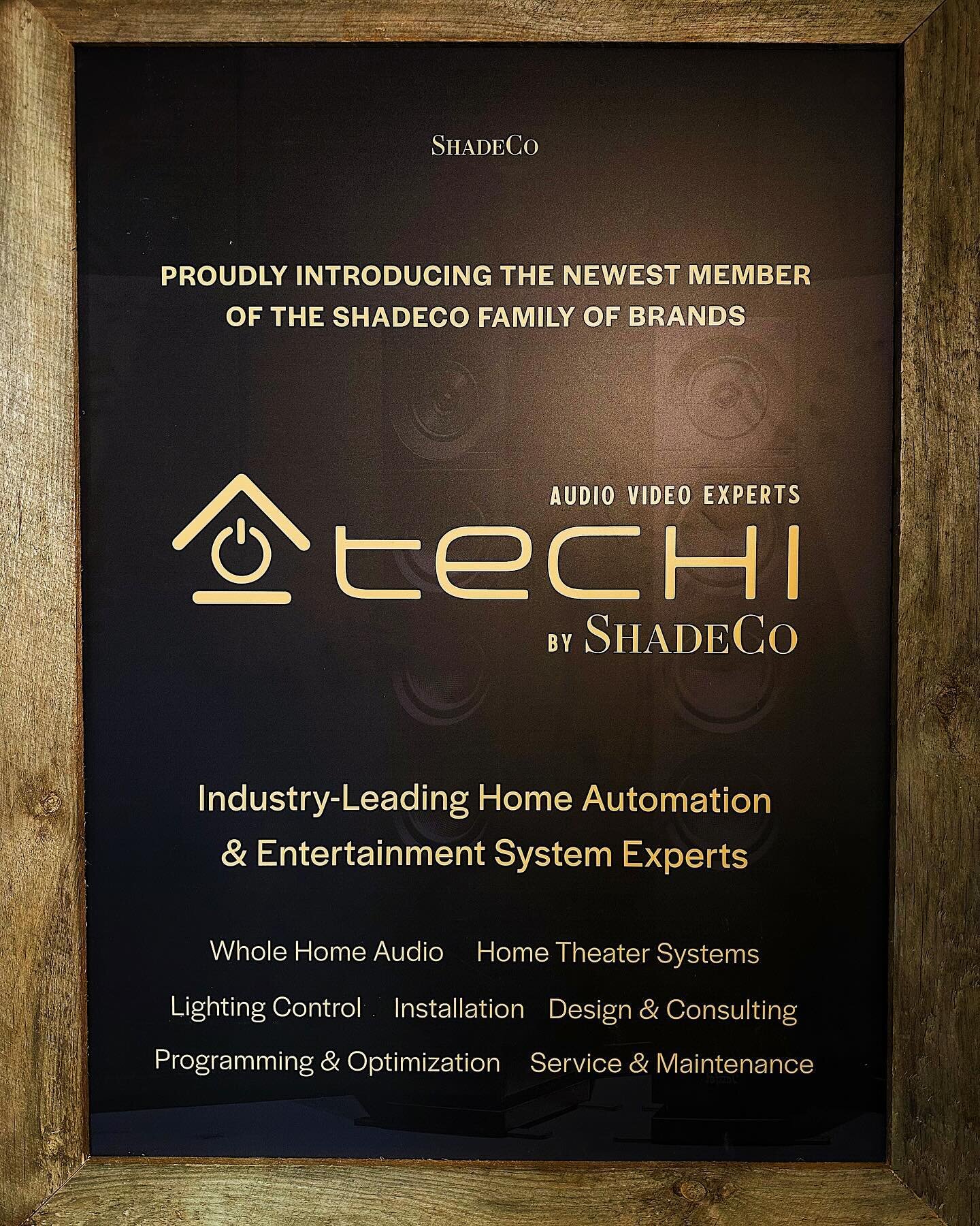 Introducing the newest member of the ShadeCo family of brands: Techi, Home Automation &amp; Entertainment System Experts. Connect with our designers to begin your dream project. #hometheaters #lightingcontrols #wholehomeaudio #homeautomation #techiby