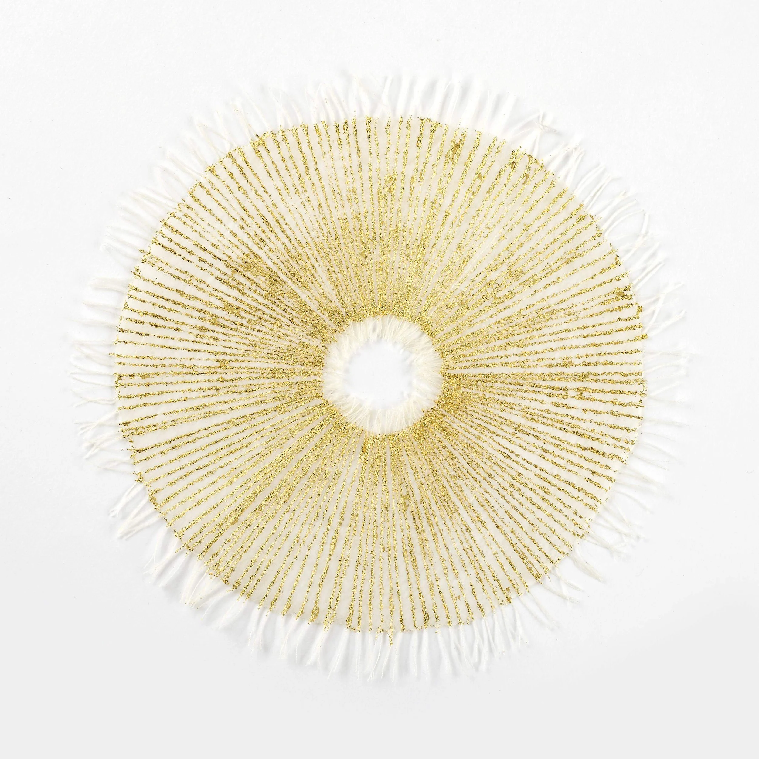 Limestone Excavation. Paper, embroidery, gold leaf.  
Please email BobCat Gallery for details.