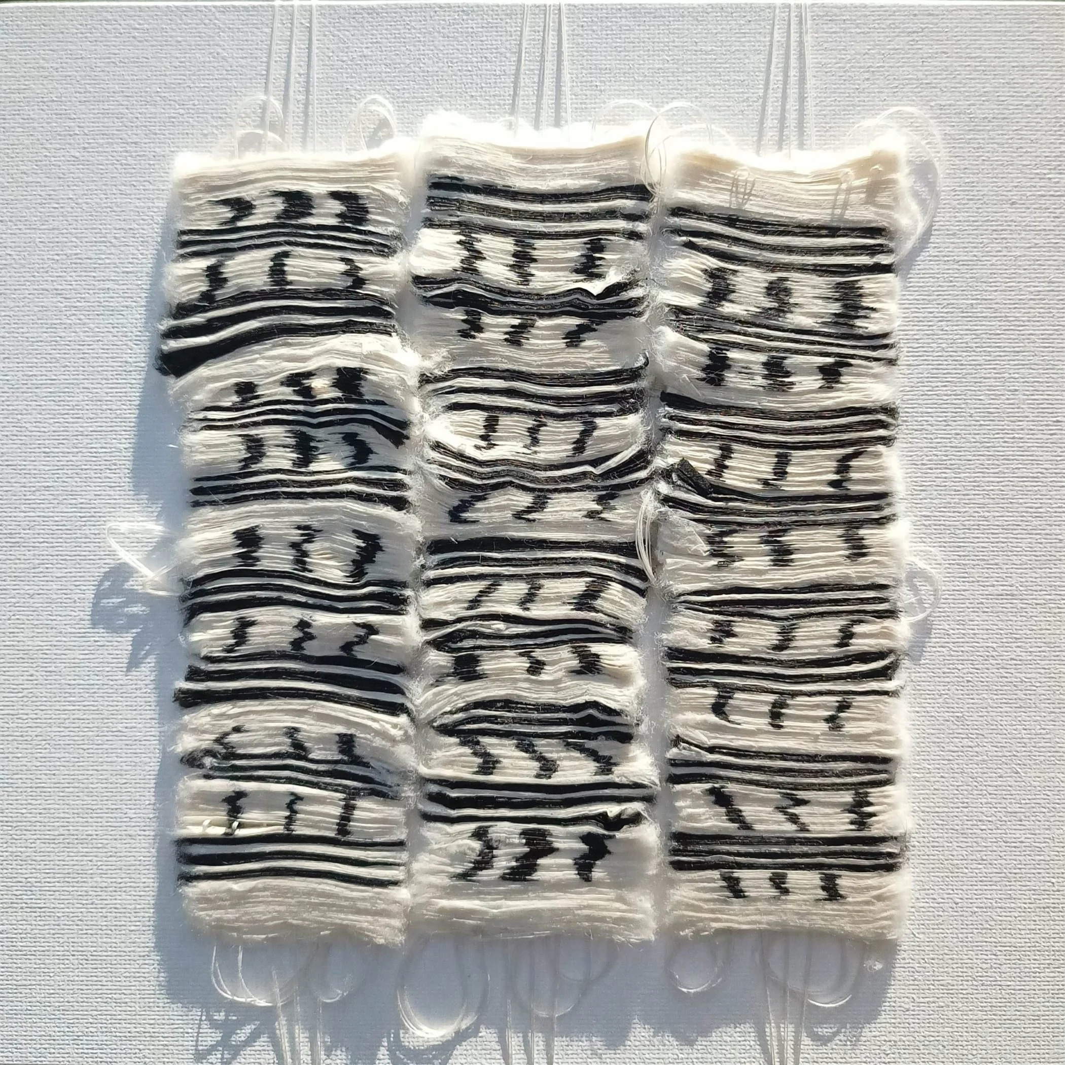 Carole Bury. Fields: Discovery. 
Tissue paper, sumi ink, cotton threads
Contact BobCat Gallery