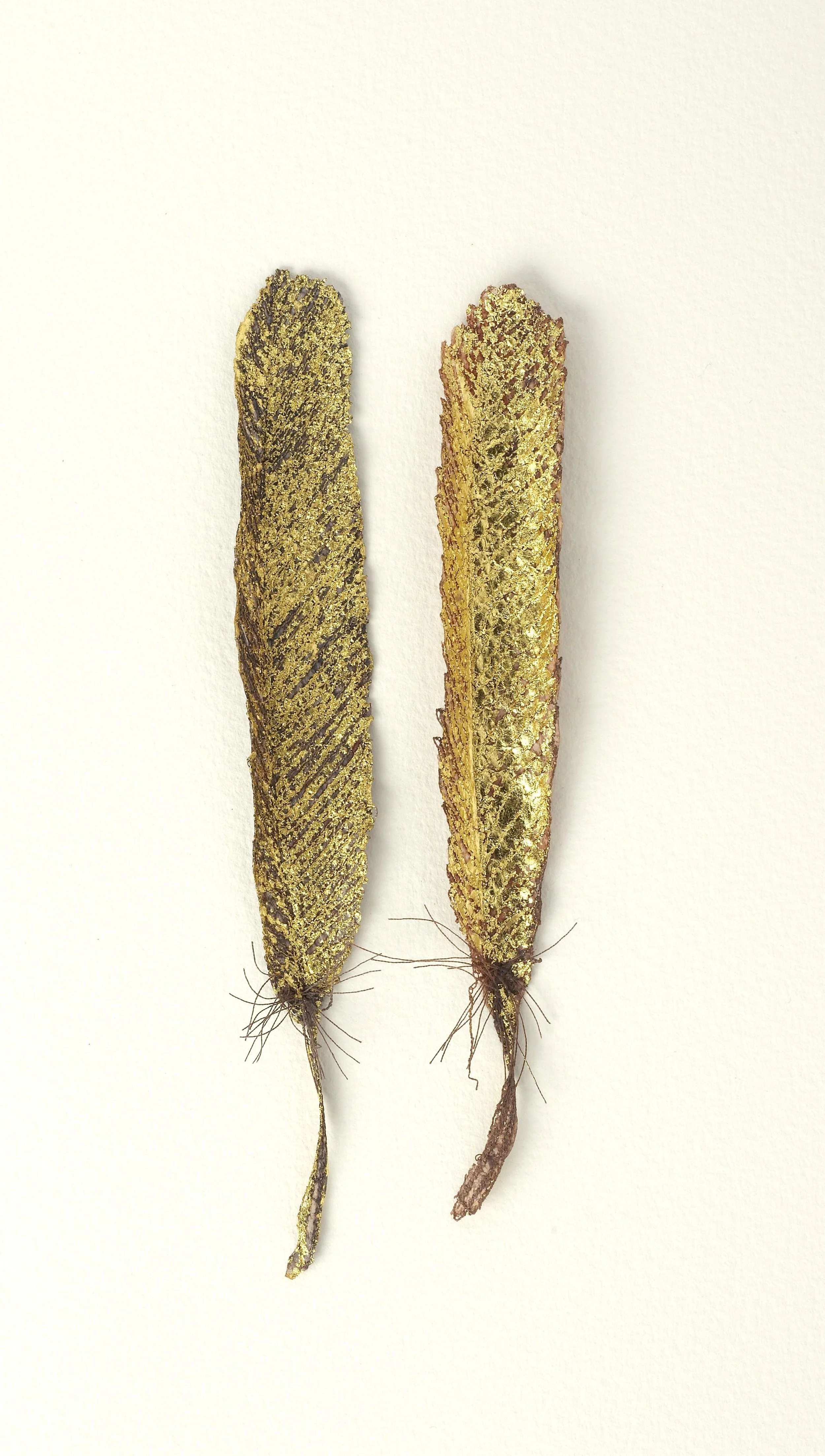 Carole Bury. Medieval Relics. Paper, embroidery, pigment and gold leaf. Email - BobCat Gallery, PutneyExchange