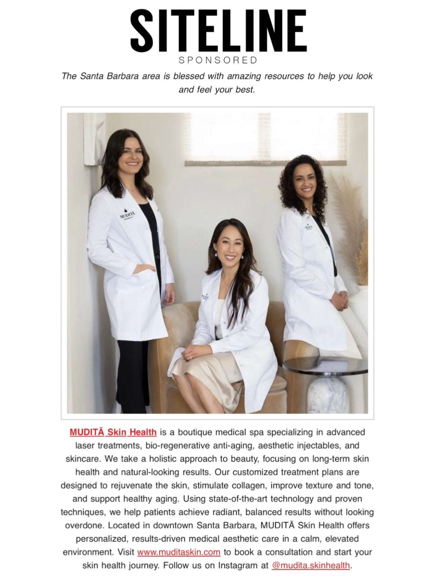 Spotlight moment &mdash; happy to be included in @sitelinesb curated feature about health, wellness, and self-care. Always proud to share a closer look at what makes our approach to skin health different.