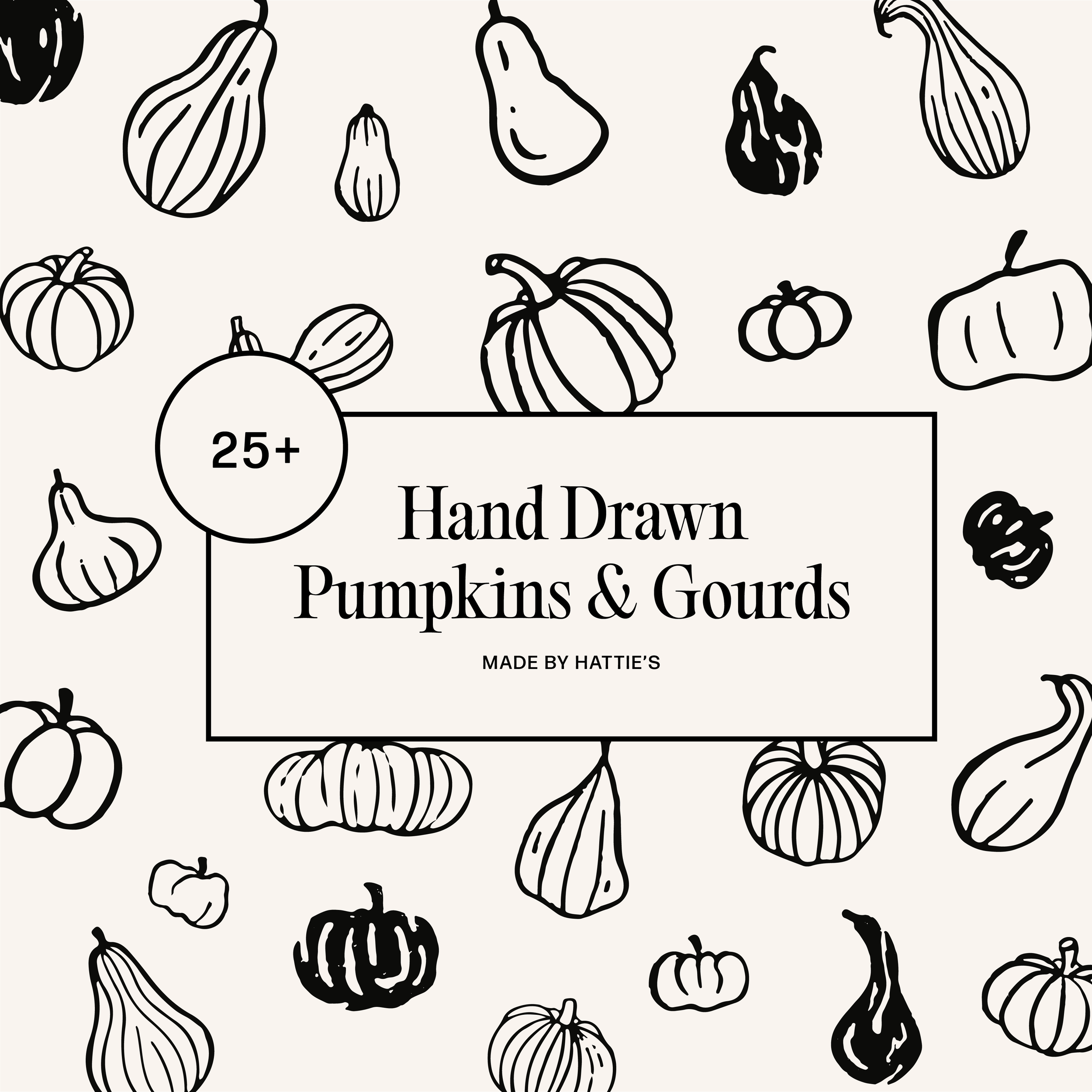 25+ Hand Drawn Autumn Pumpkins and Gourds