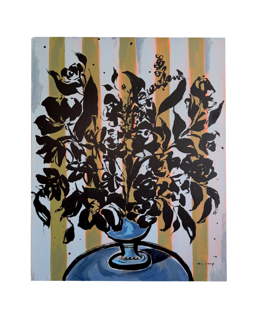 Stripes Birth Flower Bouquet on Canvas