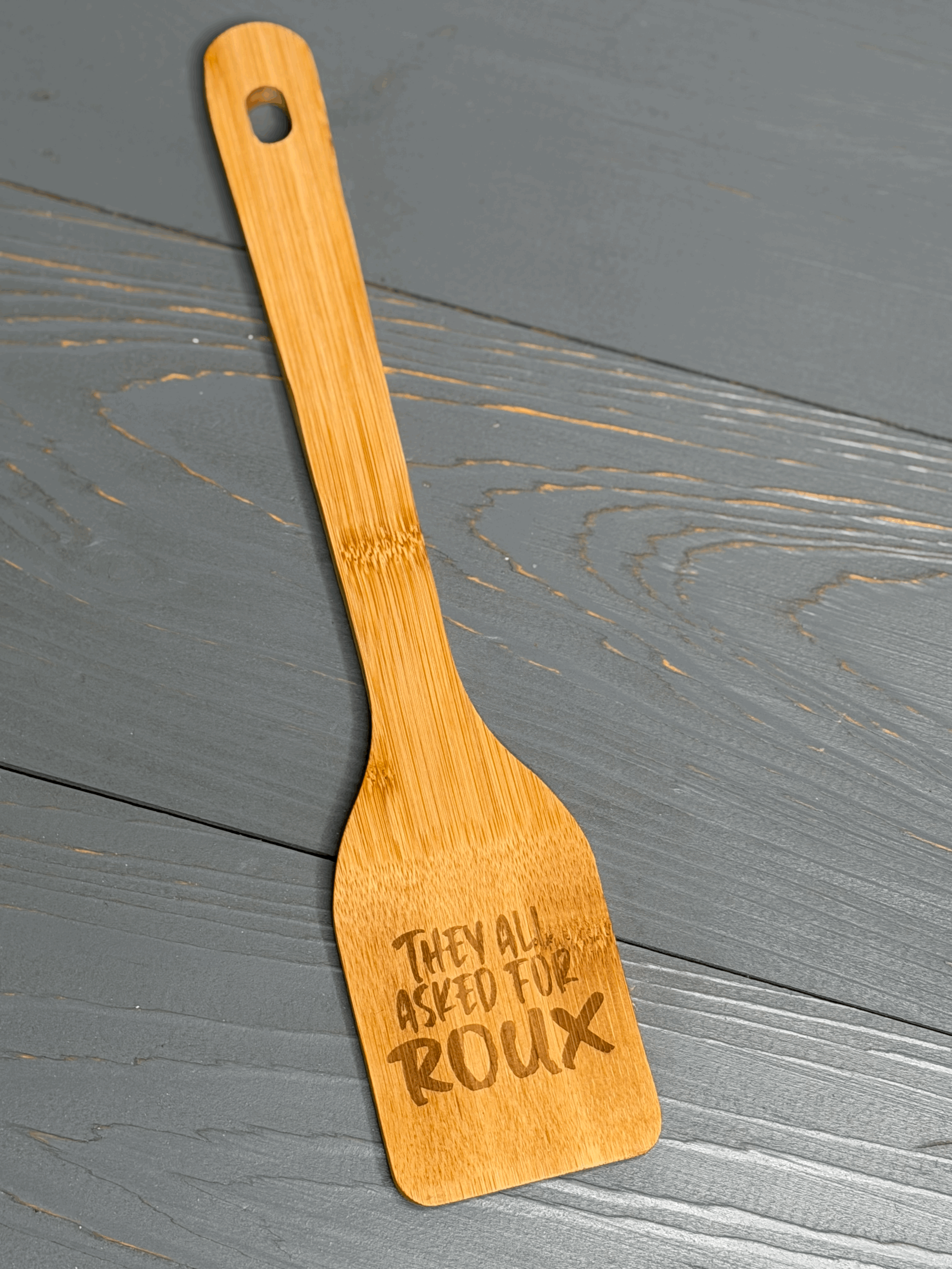 Wooden Roux Spoon They All Asked For Roux Logo