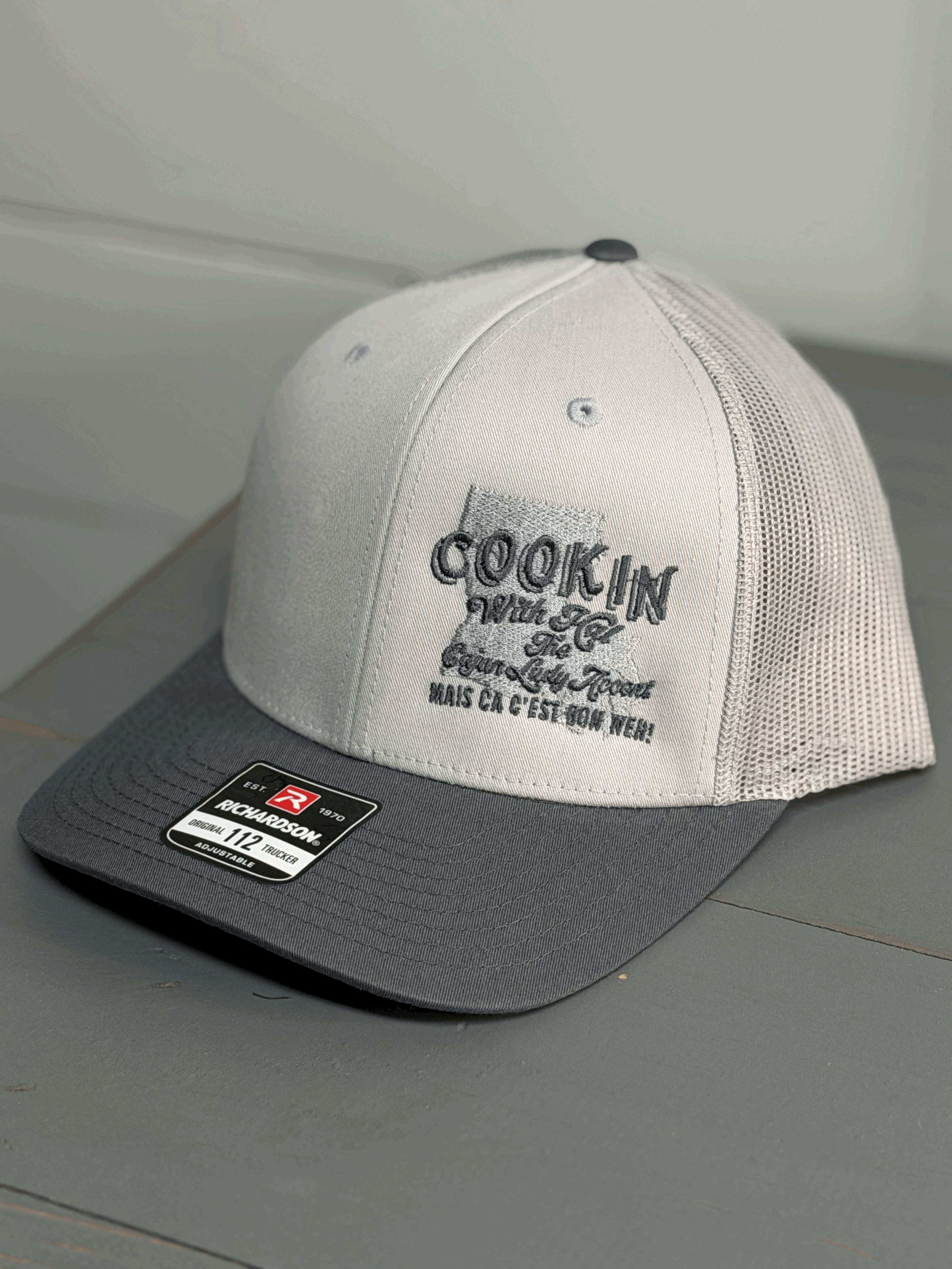 Gunmetal Cookin With Hal Logo Hat Light Grey Front Grey Bill / Light Grey Back