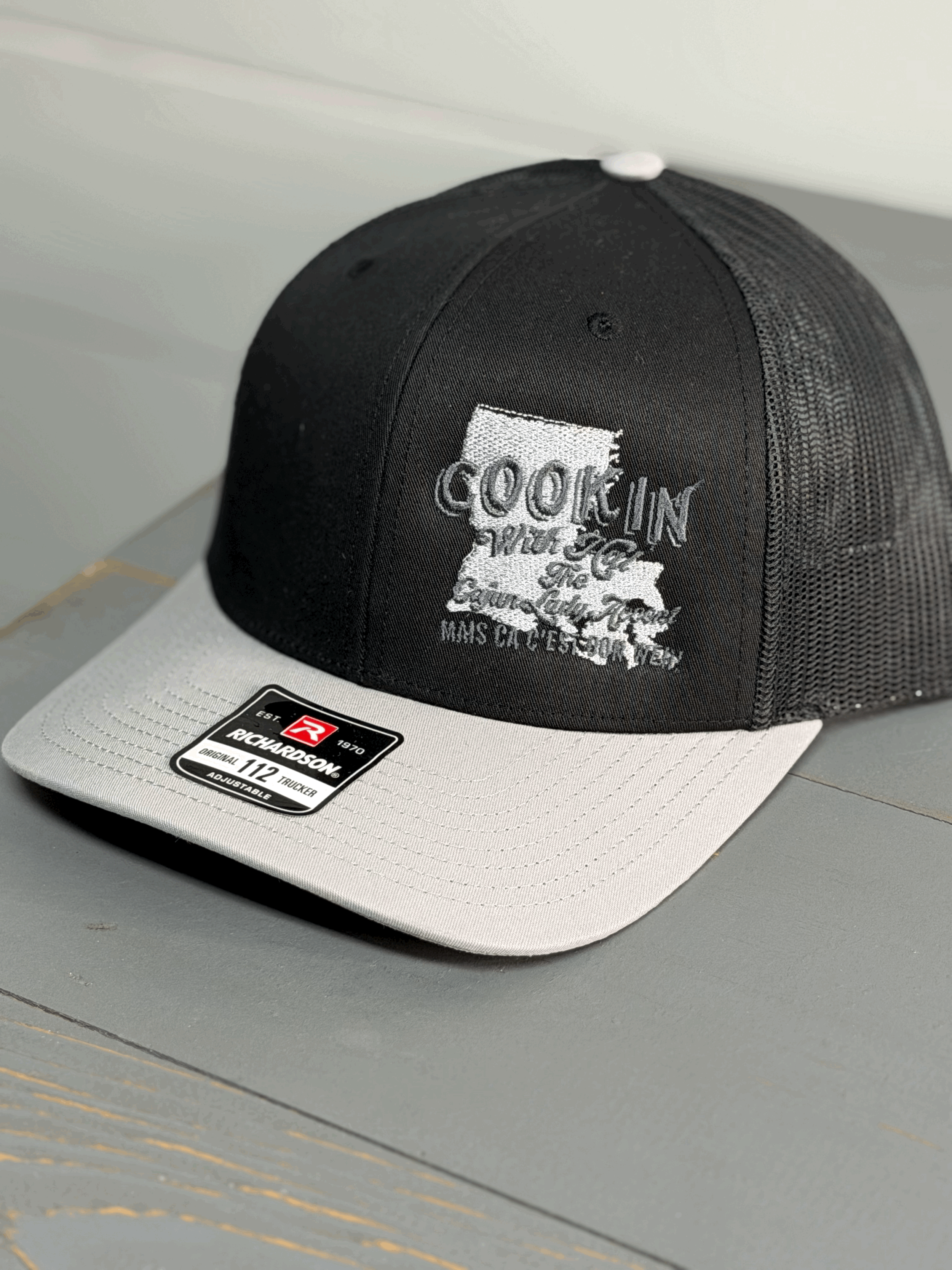 Grey & Silver Cookin With Hal Logo Hat Black Front Grey Bill / Black Back