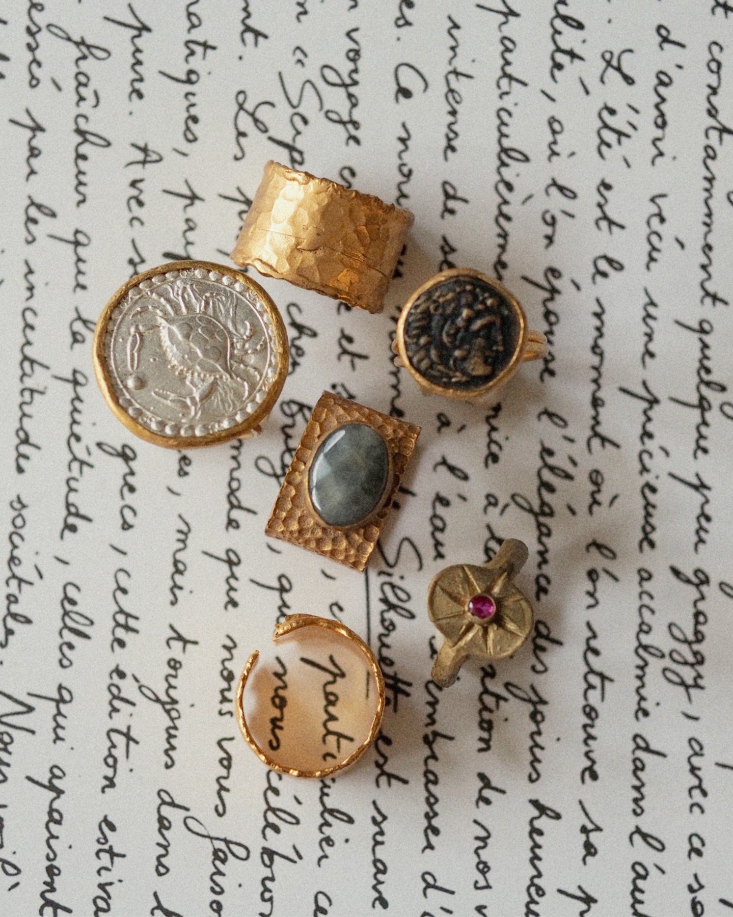 Ancient Modern. Rings with the patina of history , made new.

#mariasarinana
#AntiqueStyleJewelry #HeirloomJewelry #VintageInspiredRings #OldWorldJewelry #AncientModern