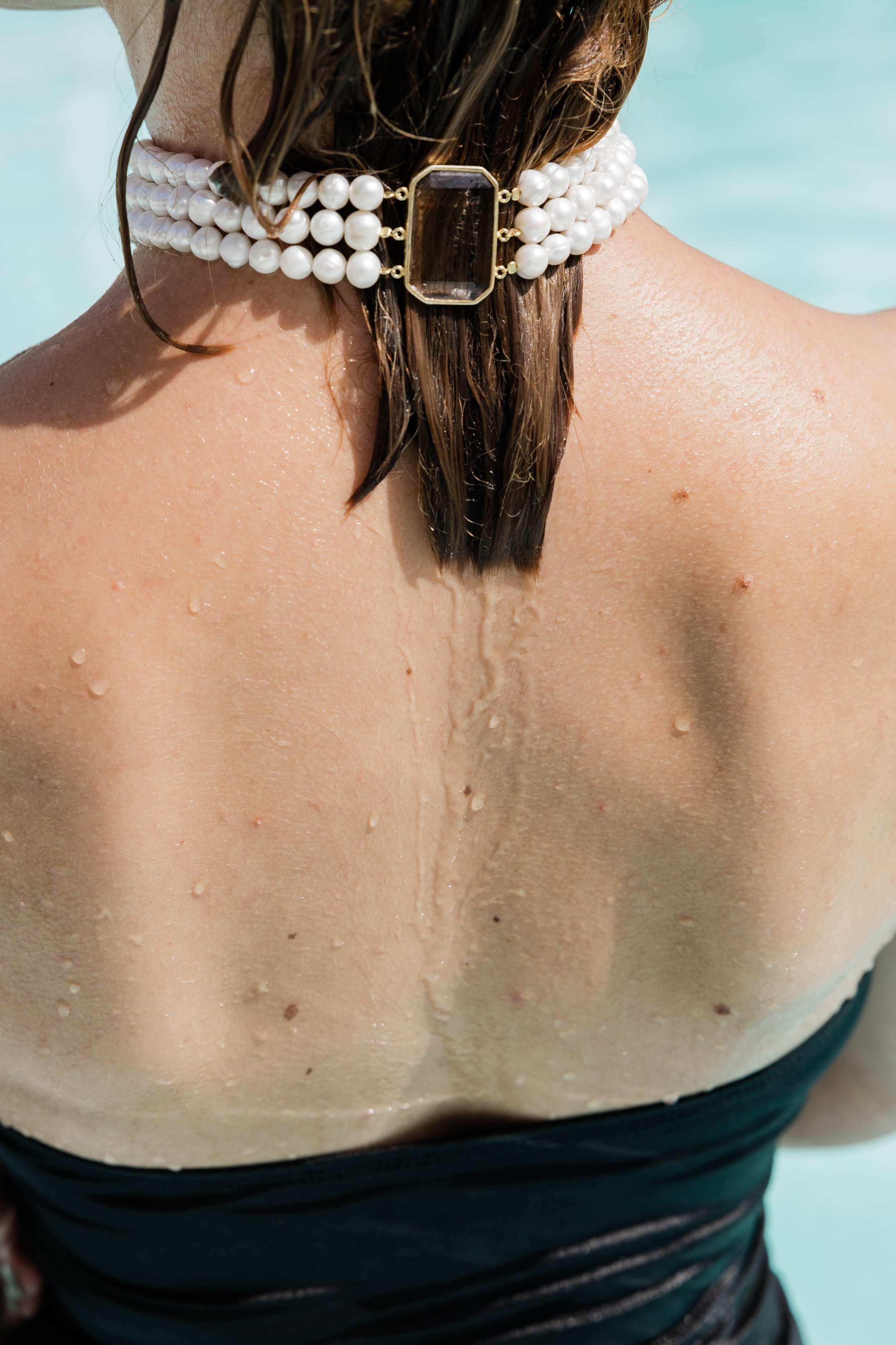 The Faustina Pearl Choker with Rock Quartz
