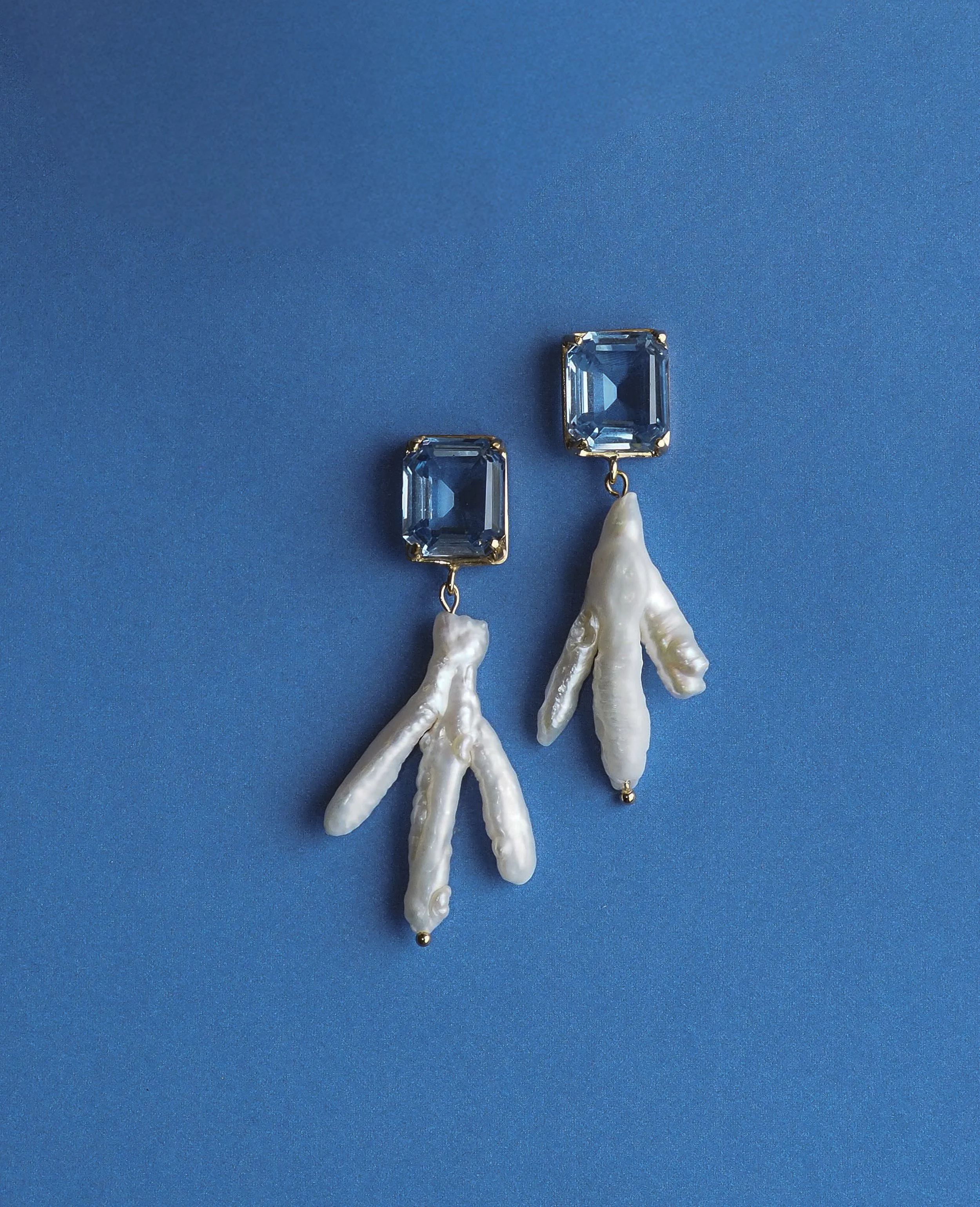 The Blue Topaz  - keshi pearl earrings