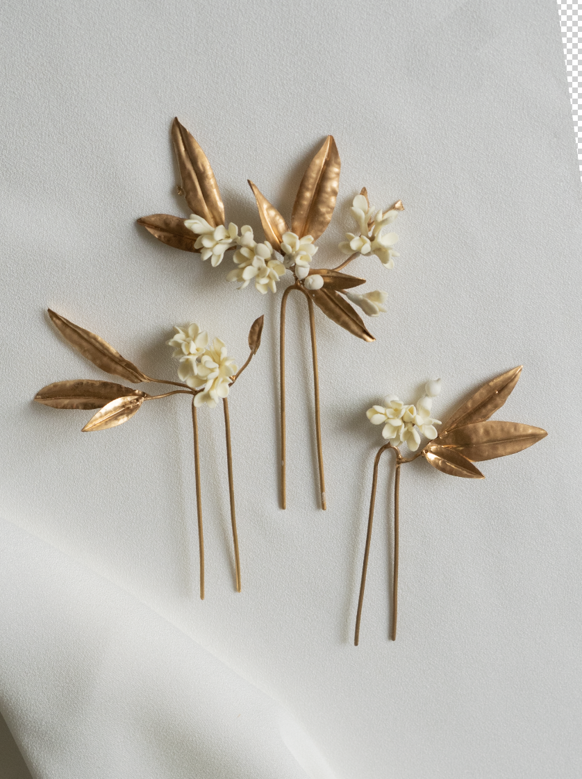 The Oliveiras em Flor - golden hairpins (set of 3)