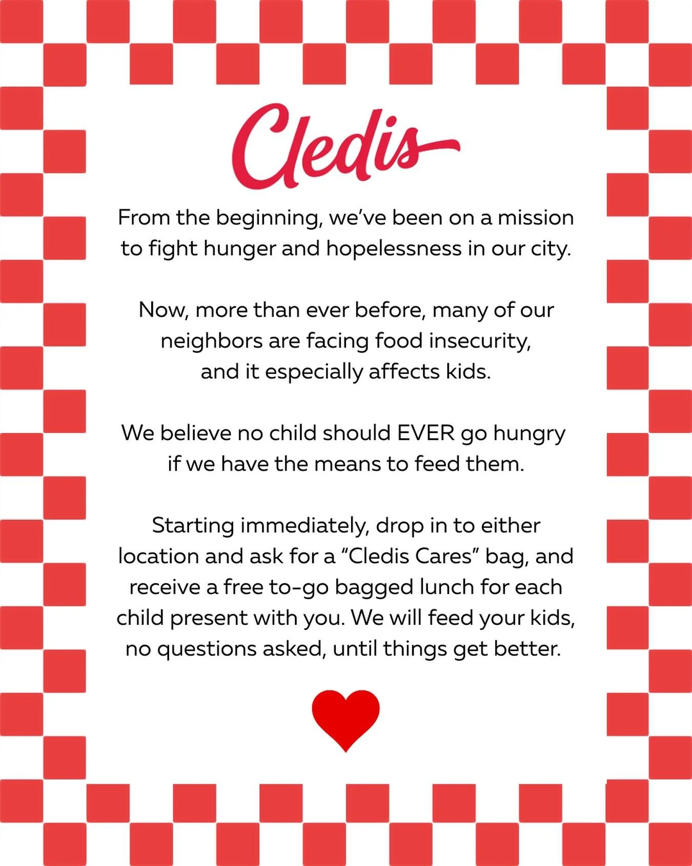 We&rsquo;ll feed your kids. No questions asked. ❤️