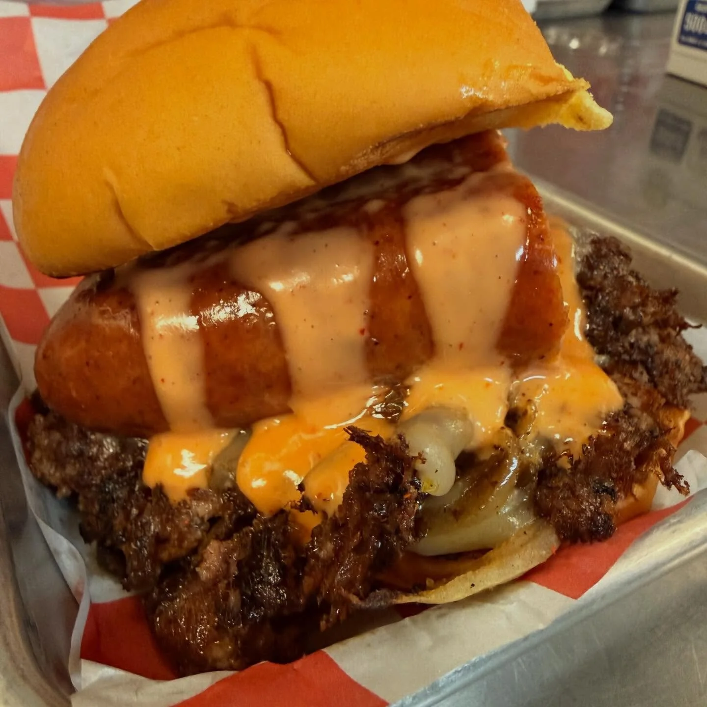 Have you tried the Swamp Burger yet? Grilled onions, pepper jack cheese, alligator sausage and a spicy remoulade sauce. Available the whole month of February! 🍔🐊🔥