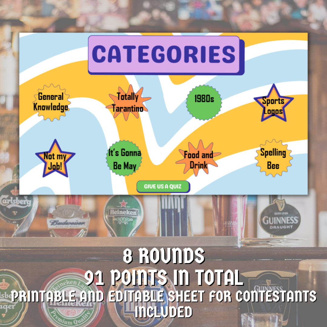 FREE PowerPoint and Printable Pub Quiz — Give us a Quiz!