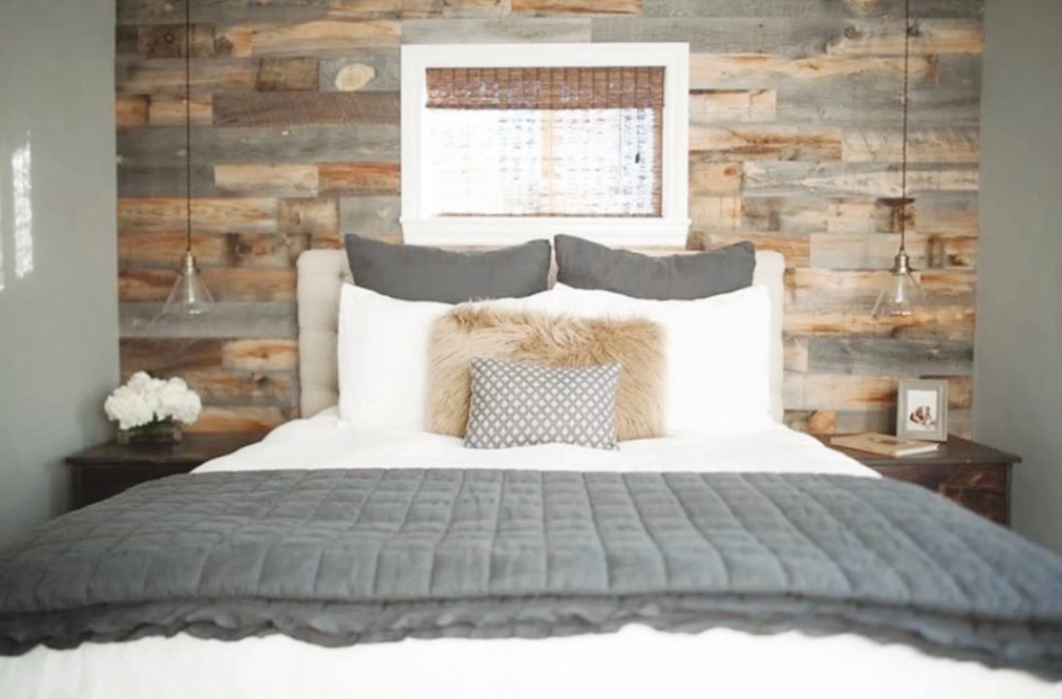 Peel and stick wood wall treatment inspiration from Stikwood (stikwood.com).