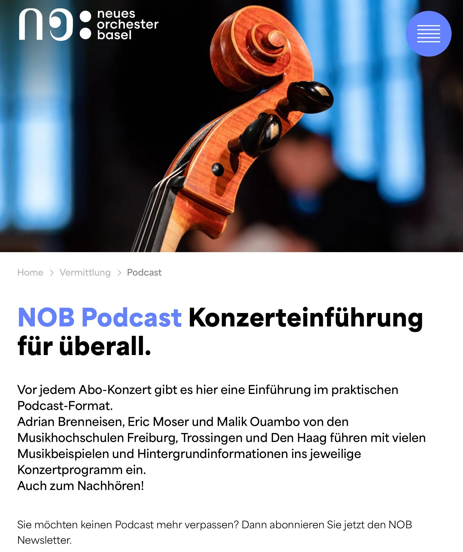 NOB Podcast Webseite