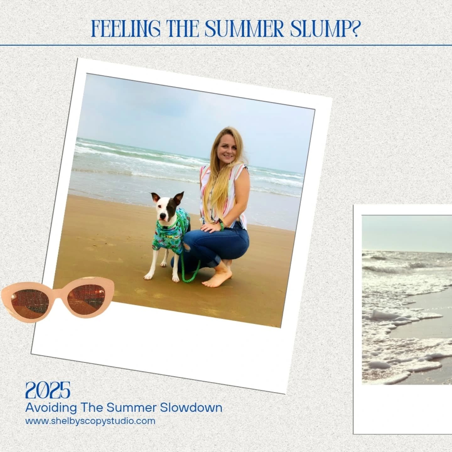 Feeling the summer slump?

If the sunny days have you missing sales goals check out my newest blog at www.shelbyscopystudio.com.

Take control of your messaging and stay consistent to overcome seasonal dips.

Need a summer refresh?

Let's talk! 🌞