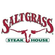 Saltgrass Steak House logo featuring a stylized red longhorn and text.