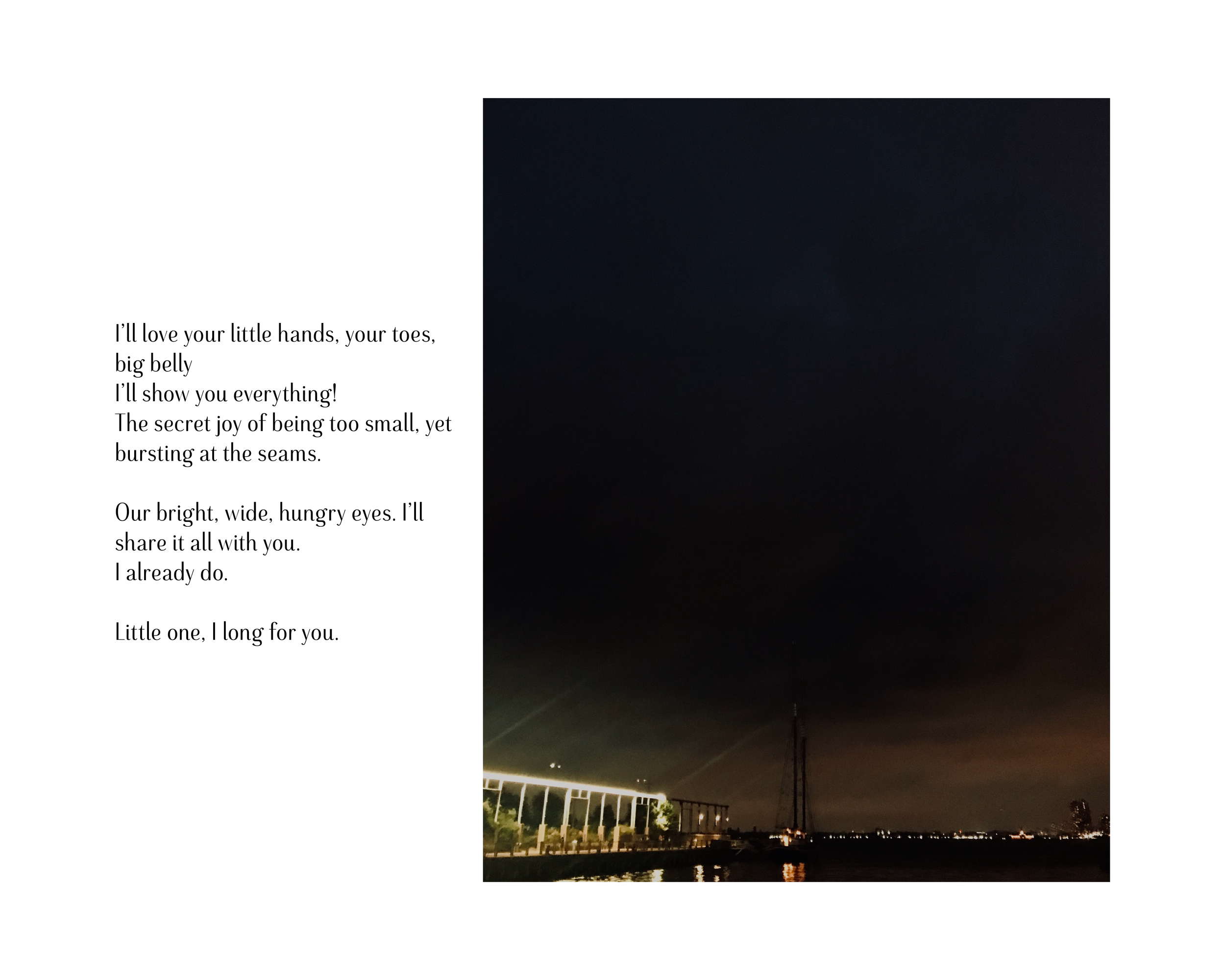  Submerged (2020)  
Digital photograph; epistolary poem.