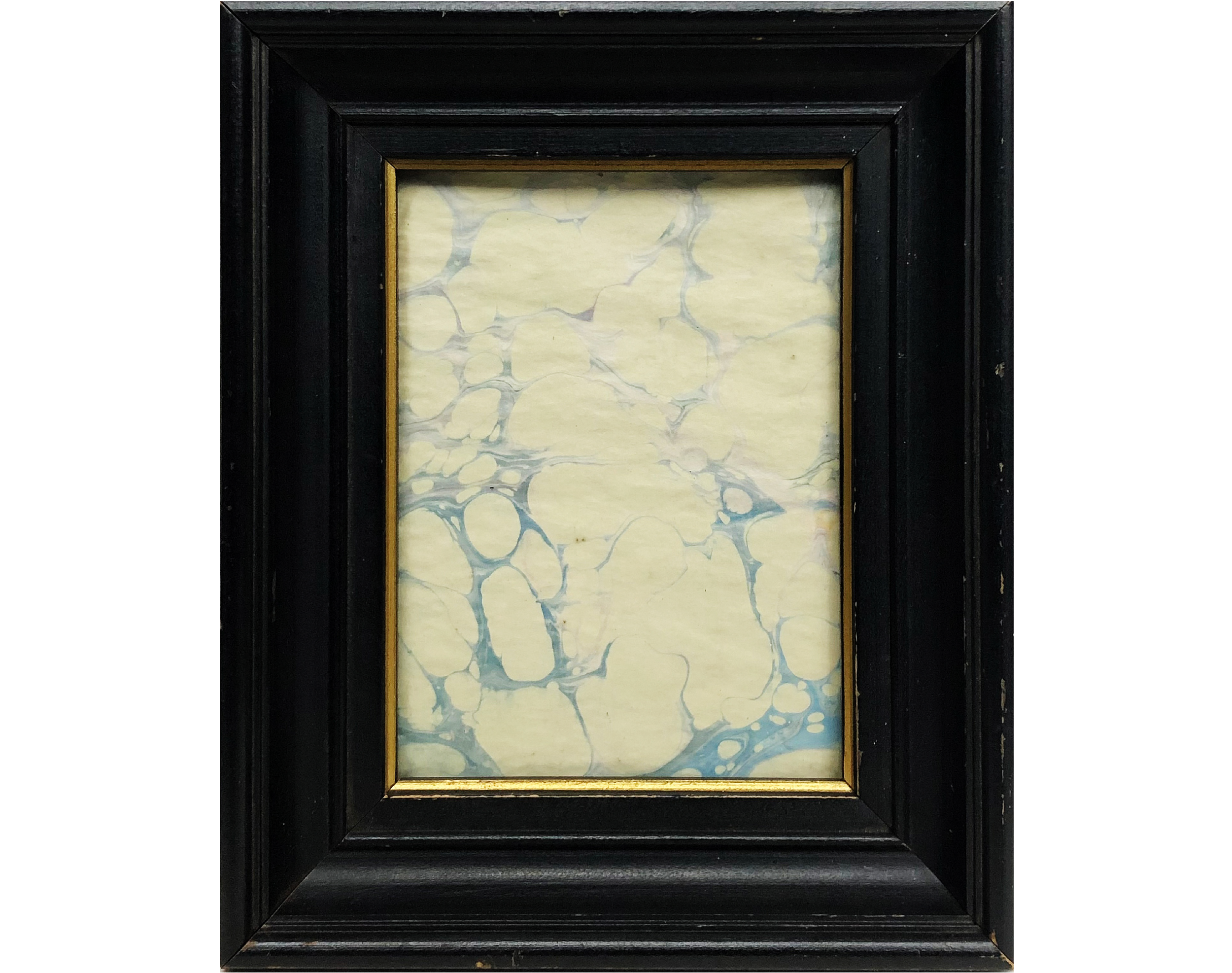  Alone (2021)  
Framed newsprint; marbled illustration in acrylic. 9”x11”